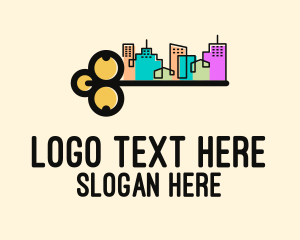 Mortgage - Urban Cityscape Key logo design