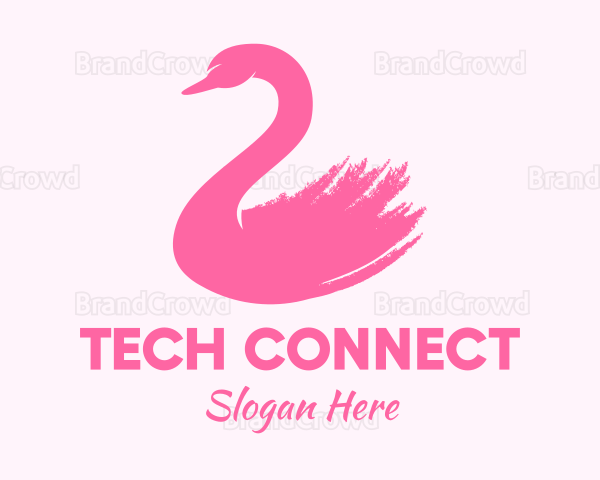 Pink Swan Brushstroke Logo