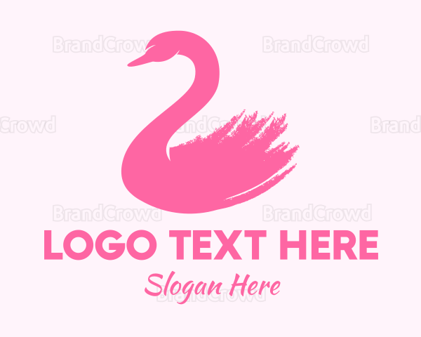 Pink Swan Brushstroke Logo