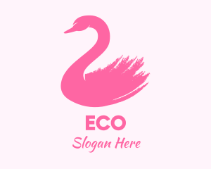 Swan - Pink Swan Brushstroke logo design