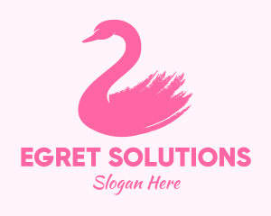 Pink Swan Brushstroke  logo design