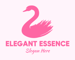 Graceful - Pink Swan Brushstroke logo design