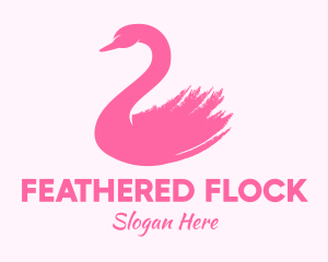 Geese - Pink Swan Brushstroke logo design