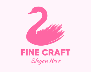 Pink Swan Brushstroke  logo design