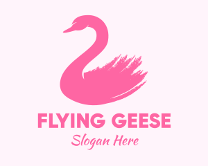 Pink Swan Brushstroke  logo design