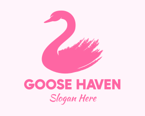 Pink Swan Brushstroke  logo design