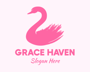 Pink Swan Brushstroke  logo design