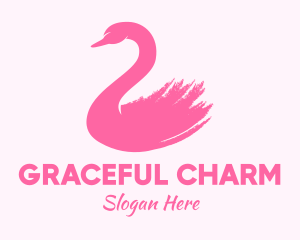 Pink Swan Brushstroke  logo design