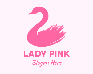 Pink Swan Brushstroke  logo design