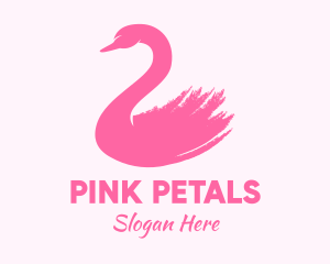 Pink Swan Brushstroke  logo design