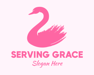 Pink Swan Brushstroke  logo design