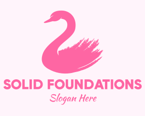 Painting - Pink Swan Brushstroke logo design