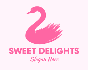 Pink Swan Brushstroke  logo design