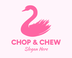 Spa - Pink Swan Brushstroke logo design