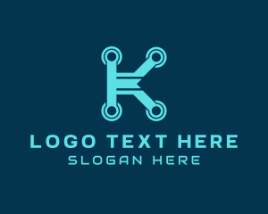 Digital App - Digital Tech Letter K logo design
