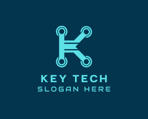 Digital Tech Letter K logo design