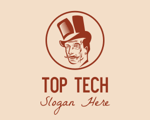 Top - Top Hat Monocle Man logo design