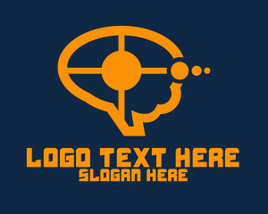 Brain - Blue Target Speech Bubble logo design
