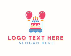 Bunting Flags - Balloon Cake Celebration logo design