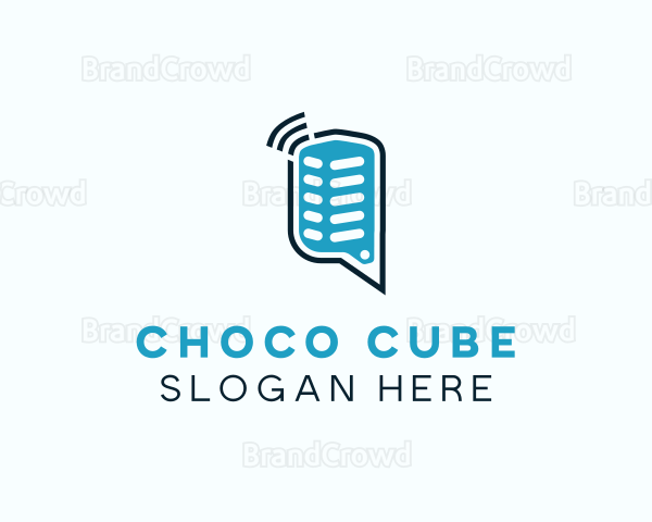 Microphone Building Chat Podcast Logo