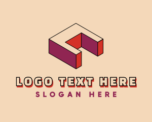 Retro Gaming - 3D Pixel Letter C logo design