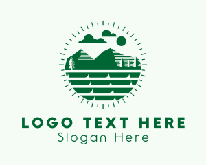 Trekking - Mountain Farm Field Valley logo design