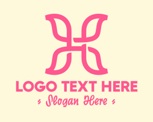 Yoga - Pink Butterfly Wings Letter H logo design