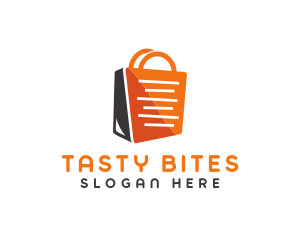 Online Shopping - Shopping Bag Receipt logo design
