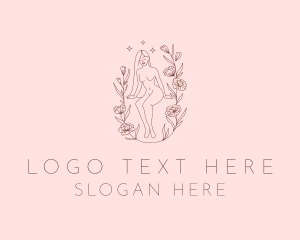 Lingerie - Floral Sexy Woman logo design