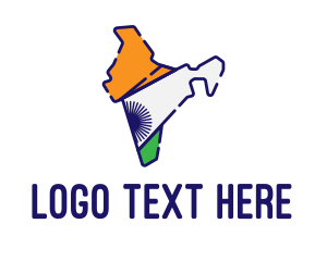 India - Indian Flag Map logo design