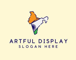 Indian Flag Map logo design