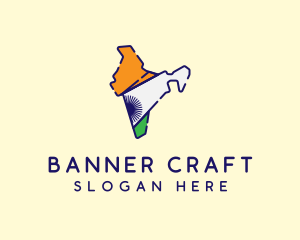 Indian Flag Map logo design