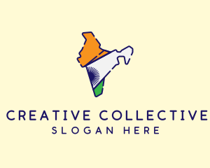 Indian Flag Map logo design