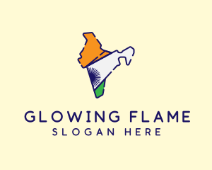 Indian Flag Map logo design