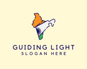 Indian Flag Map logo design