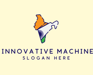 Indian Flag Map logo design