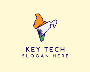 Indian Flag Map logo design