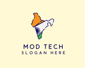 Indian Flag Map logo design