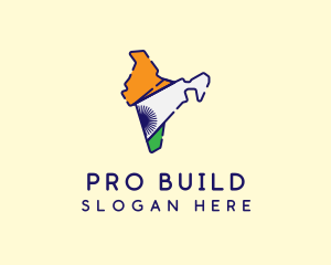 Indian Flag Map logo design