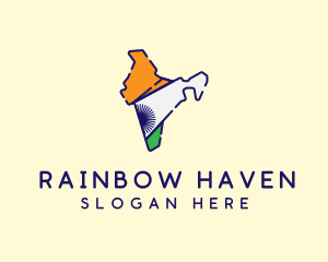 Indian Flag Map logo design