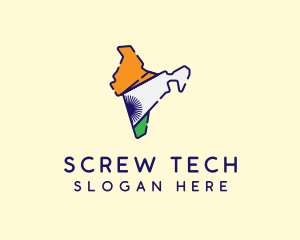 Indian Flag Map logo design