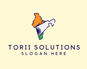 Indian Flag Map logo design