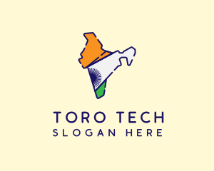 Indian Flag Map logo design