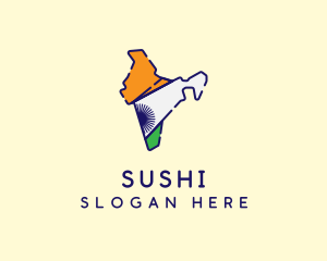 Indian Flag Map logo design