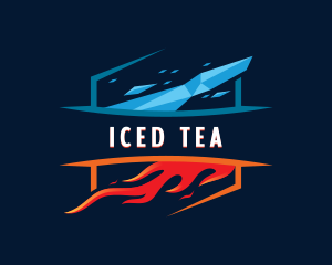 Fire Ice Heating Cooling logo design