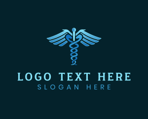 Serpent - Medicine Wings Caduceus logo design