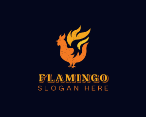 Chicken Barbecue Flame Logo