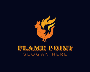 Chicken Barbecue Flame logo design