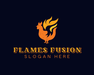 Chicken Barbecue Flame logo design