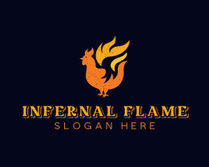 Chicken Barbecue Flame logo design